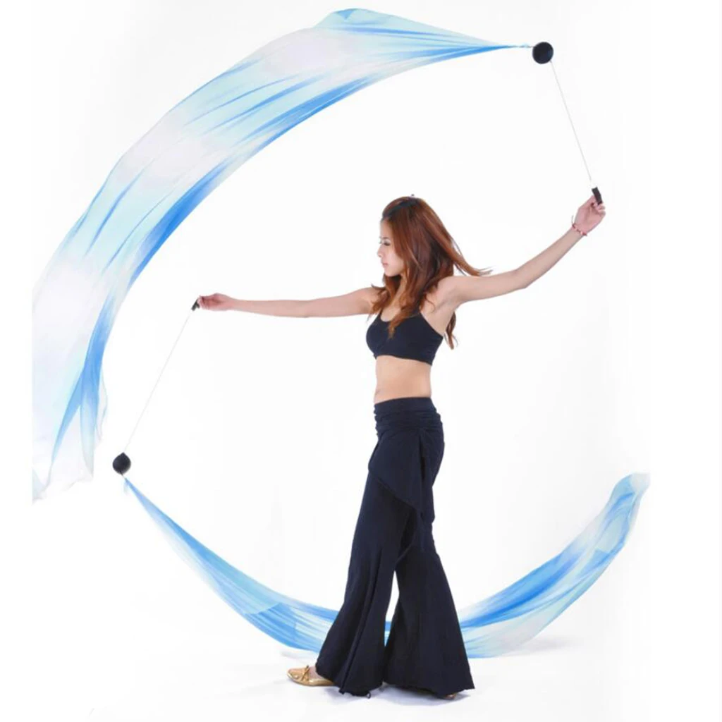 Belly Dance Silk Veil Poi Throw Balls 206 x 70cm Belly Dancer Stage Performance Props Bellydance Costume Accessory