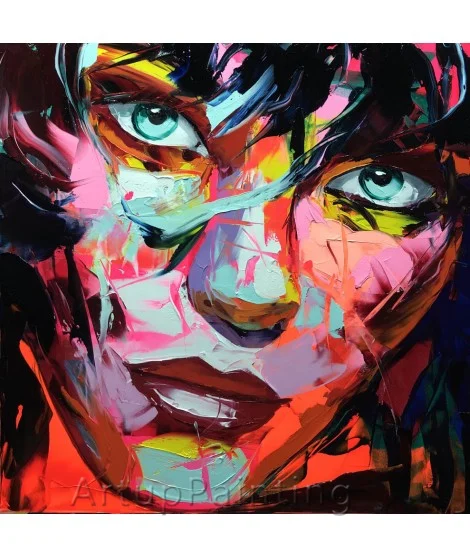 

Francoise Nielly canvas potrait Oil Painting caudros Palette knife face hand painted wall art pictures for living room decor