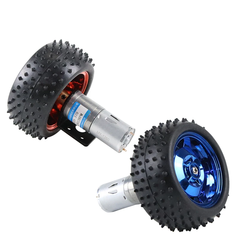 65/85mm DIY Smart Remote Car Motor Kit Diy Set Tracking Rubber Red&Blue Wheel 6V 12V 24V DC Gear Motor Low Speed Motor