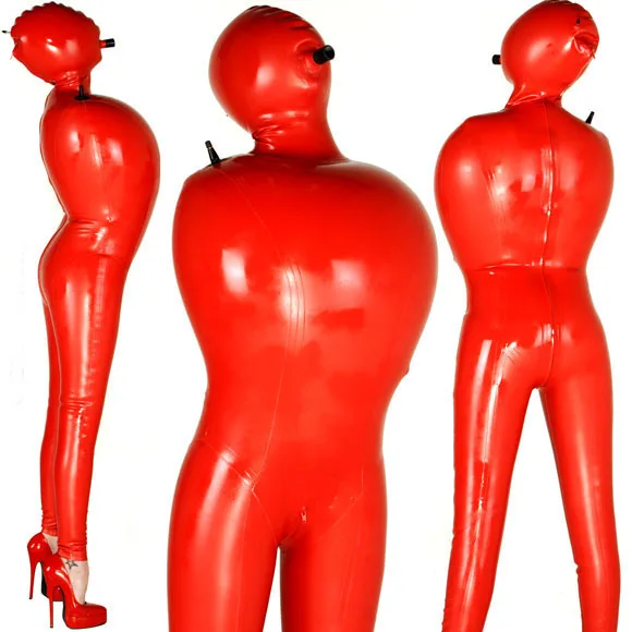 Latex Rubber Catsuit Badysuit Suit Inflatable Binding bundle  Masquerade