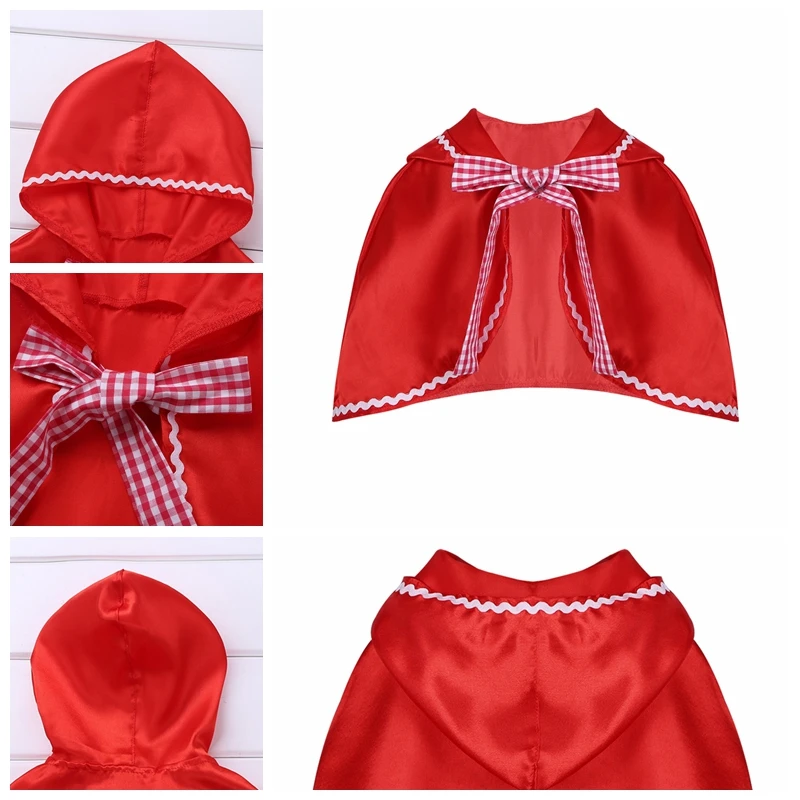 عباءة حمراء بقلنسوة للأطفال والبنات أزياء كرنفال الهالوين فستان تنكري للحفلات الخيالية الأميرة الساحرة مصاص دماء الزي #6