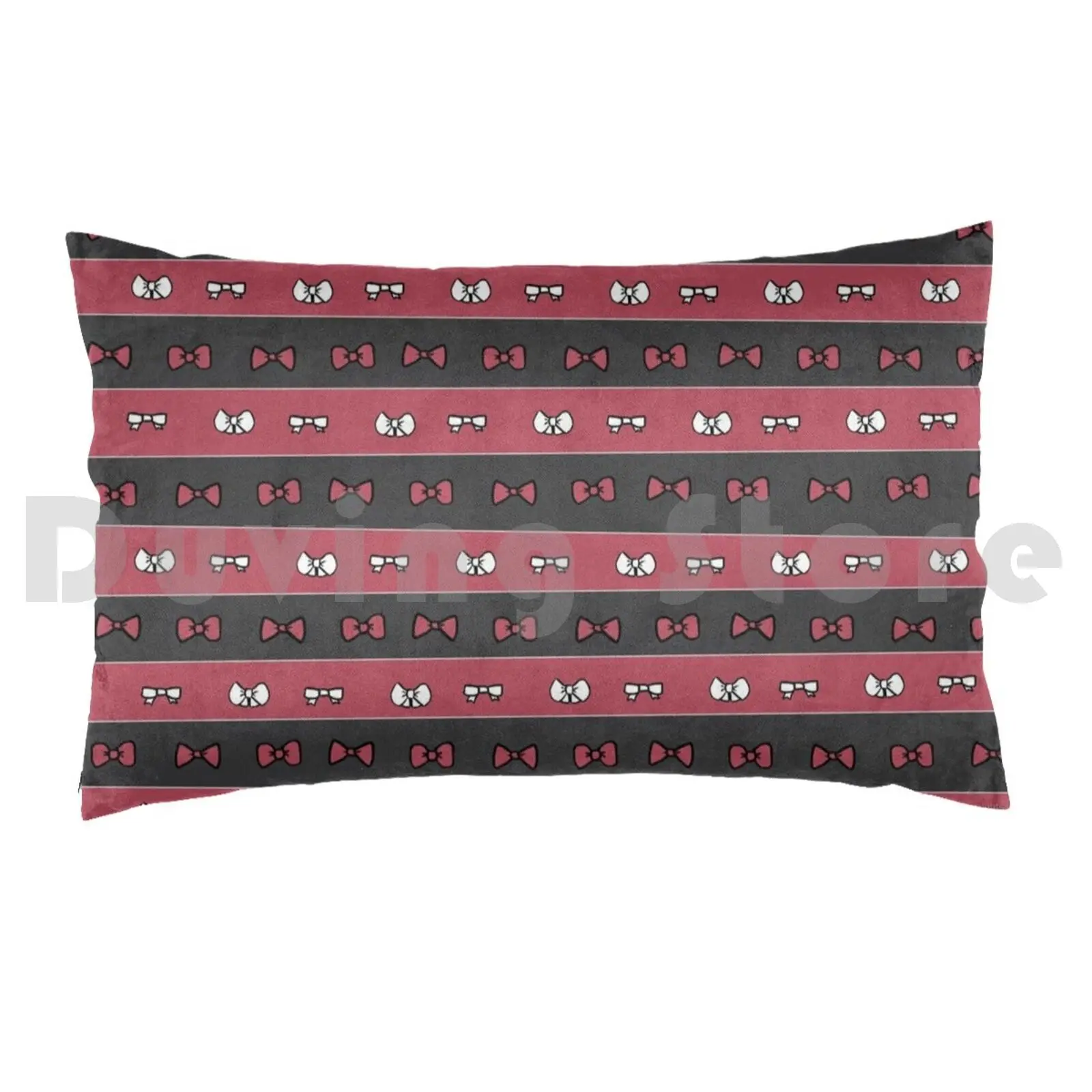 Nekoma Bows Pillow Case Printed 50x75 Inkythoughts Haikyu Nekoma Bows Red Black White Cute Kawaii