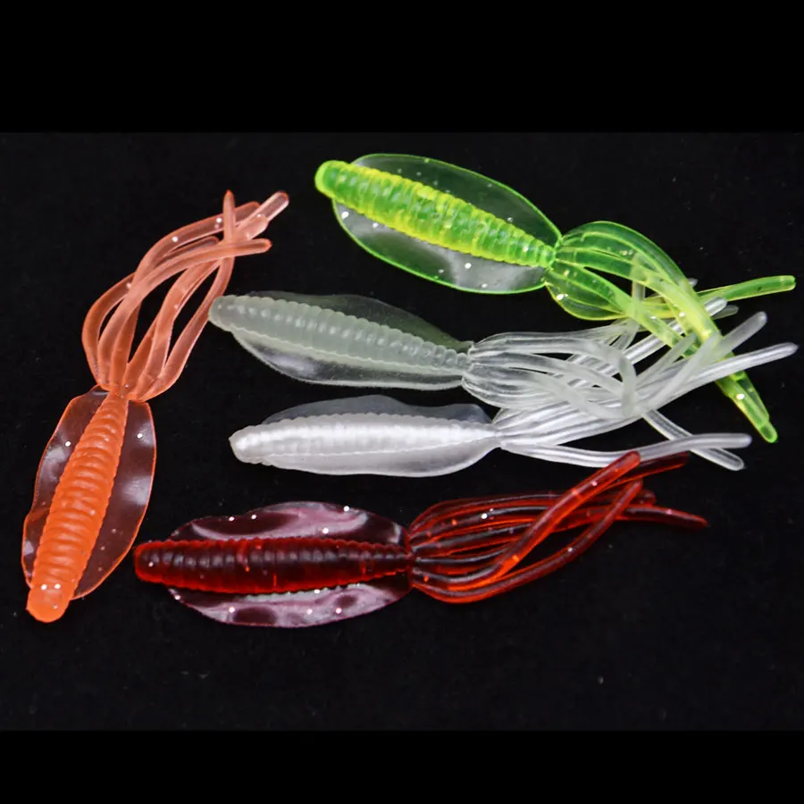 JYJ  20pcs 6cm Squid Soft grub Baits Fishing Soft Lures Wobblers Silicone Worm Jig Head for Fishing Artificial Baits Isca Pesca