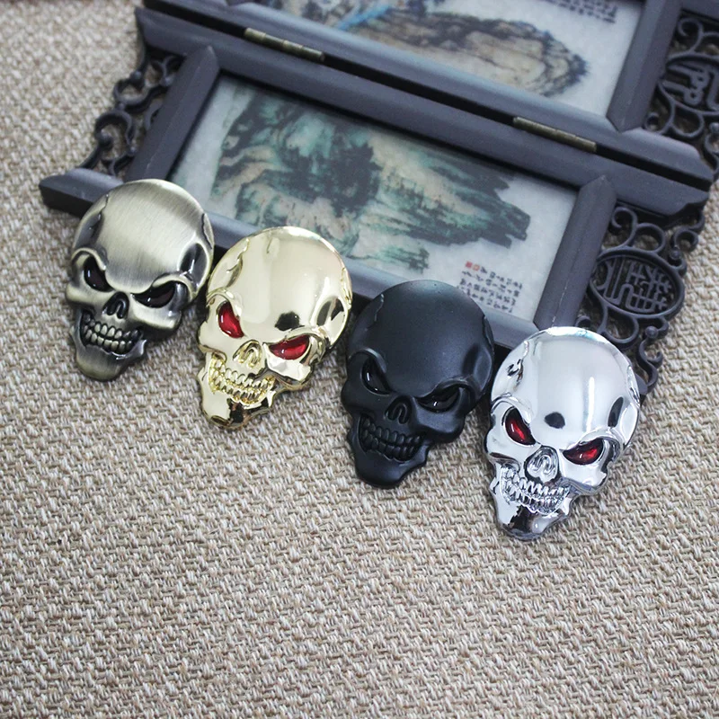 1Pcs Fashion 3D Skull Zinc Alloy Metal Car Sticker for Car Motorcycle Logo Skull Emblem Badge Car Styling Stickers