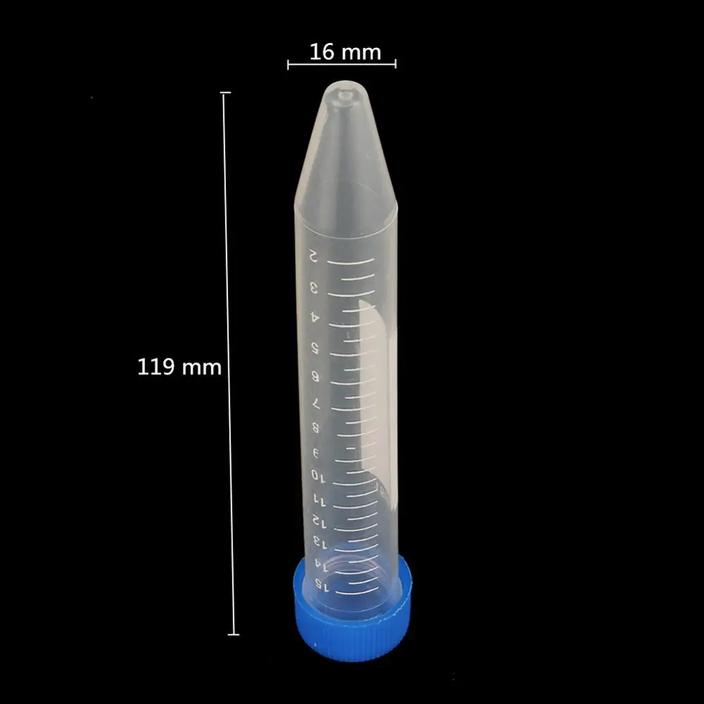 5Pcs 15ml Trasparente Provetta da centrifuga con Bilancia Tappo A Vite Inferiore del Cono Del Tubo Centrifugo Free-standing Laboratorio Fiala