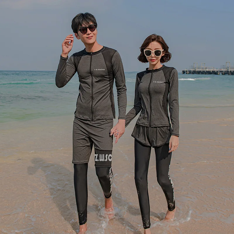 

Long Sleeve Zip Up Swim Shirt and Long Pants Set, Full Body, Sun UV Leggings, Surf Tops and Bottoms, Plus Size, Full Body