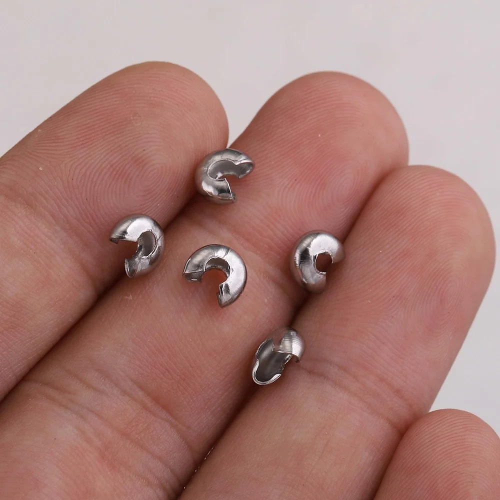 50pcs/lot Stainless steel Round Covers Crimp End Beads Dia 5 mm Stopper Spacer Beads For DIY Jewelry Making Findings Supplies