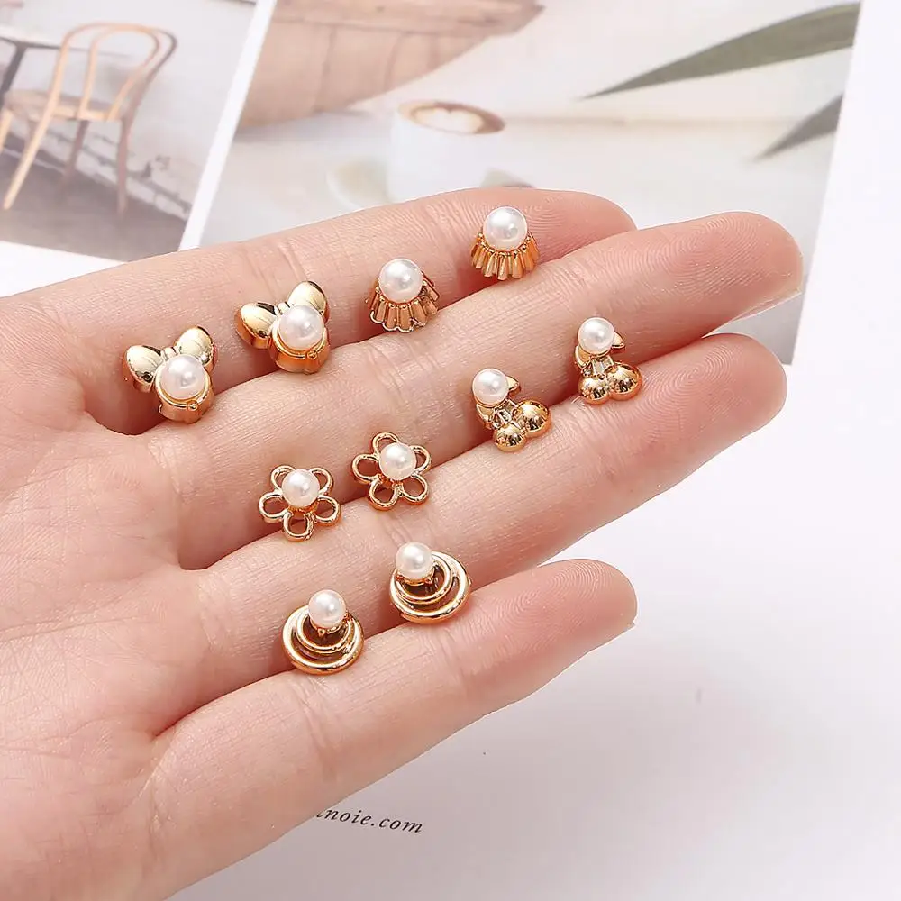 100pairs Random Mixed Styles Gold White Pearl Flower Geometric Plastic Stud Earrings Set For Women Jewelry Brincos Oorbellen