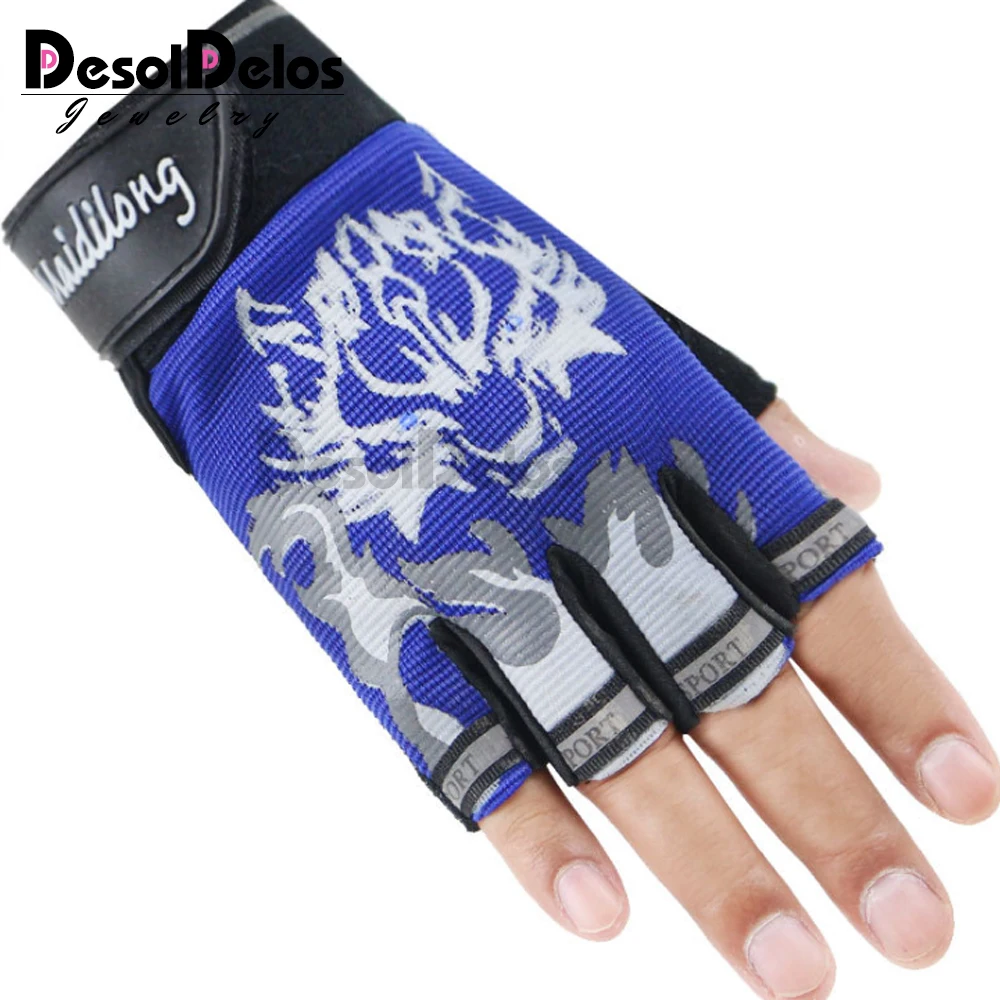 Guantes deportivos para niños y mujeres, manoplas antideslizantes con estampado de Lobo, sin dedos, novedad