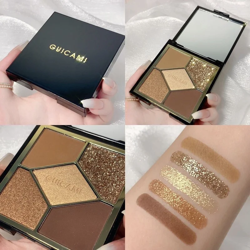 Five-color Pearlescent Eyeshadow Palette Five-color Eyeshadow Eye Makeup Palette Cosmetics Earth Color INS Popular Eyeshadow