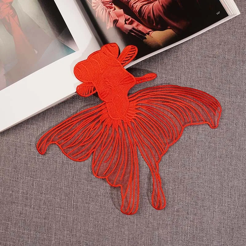 New Arrival Big Fish Embroidered Patches Sewing for Clothes Applique Diy Accessory Suppliers Sticker Lace Neckline Collar