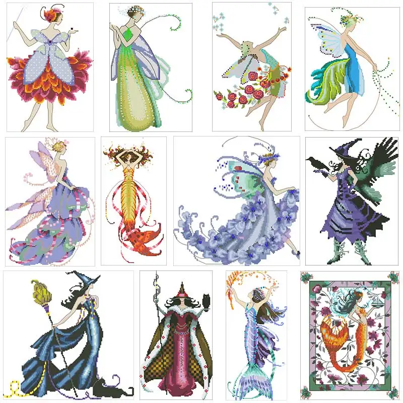 Fairy series 3 patterns counted 14CT Cross Stitch Sets DIY Chinese Cross-stitch Kits Embroidery Needlework