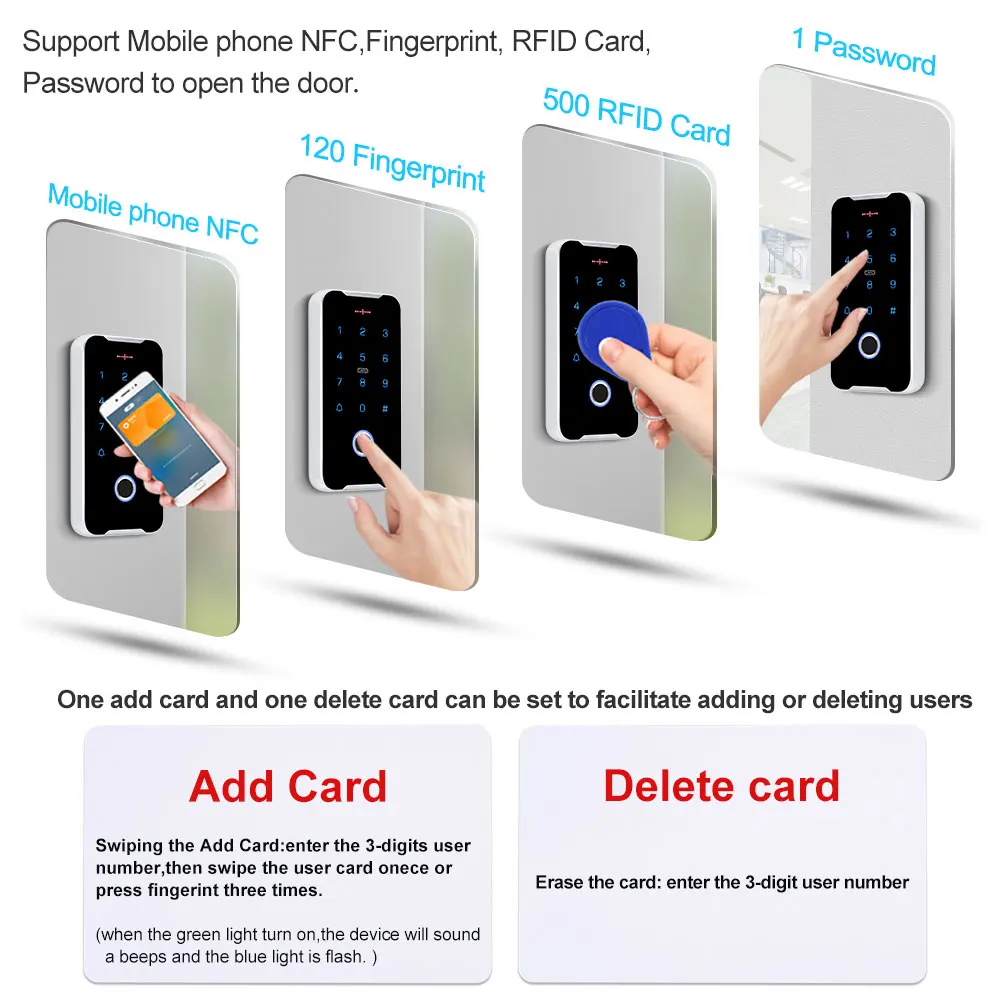 RFID Fingerprint Access Control Outdoor Keypad Metal Wiegand Door Opener Controller Support NFC Mobile Phone Unlock Waterproof