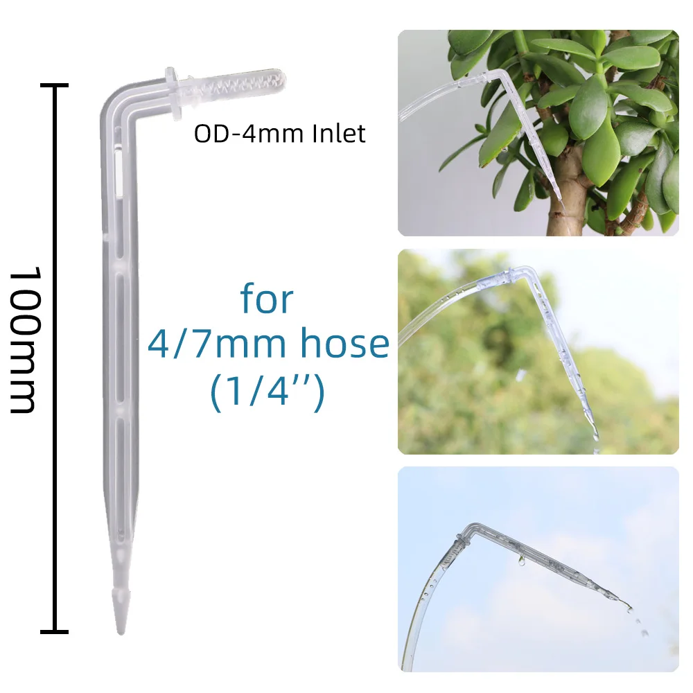 25/50PCS 4/7mm Transparent Elbow Arrow Drippers Bending 1/4\'\' Drop Emitter Garden Potted Irrigation Watering Tool Greenhouse