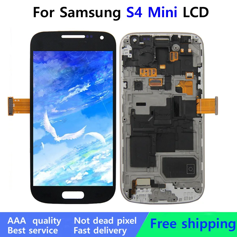 Tested LCD For Samsung Galaxy S4 S4 Mini i9190 i9195 LCD Display Touch Screen Assembly Repair Parts +Frame