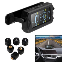 Tire Pressure Monitoring System Digital LCD Alarm Wireless Solar with 6 External Sensors Car RV Truck TPMS