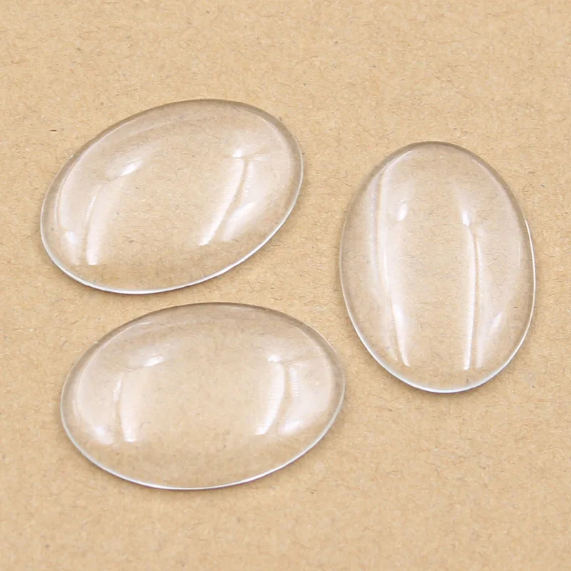 8x10mm 10x14mm 13x18mm 18x25mm 20x30mm 25x35mm 30x40mm Oval Flat Back Clear Glass Cabochon High Quality DIY Jewelry