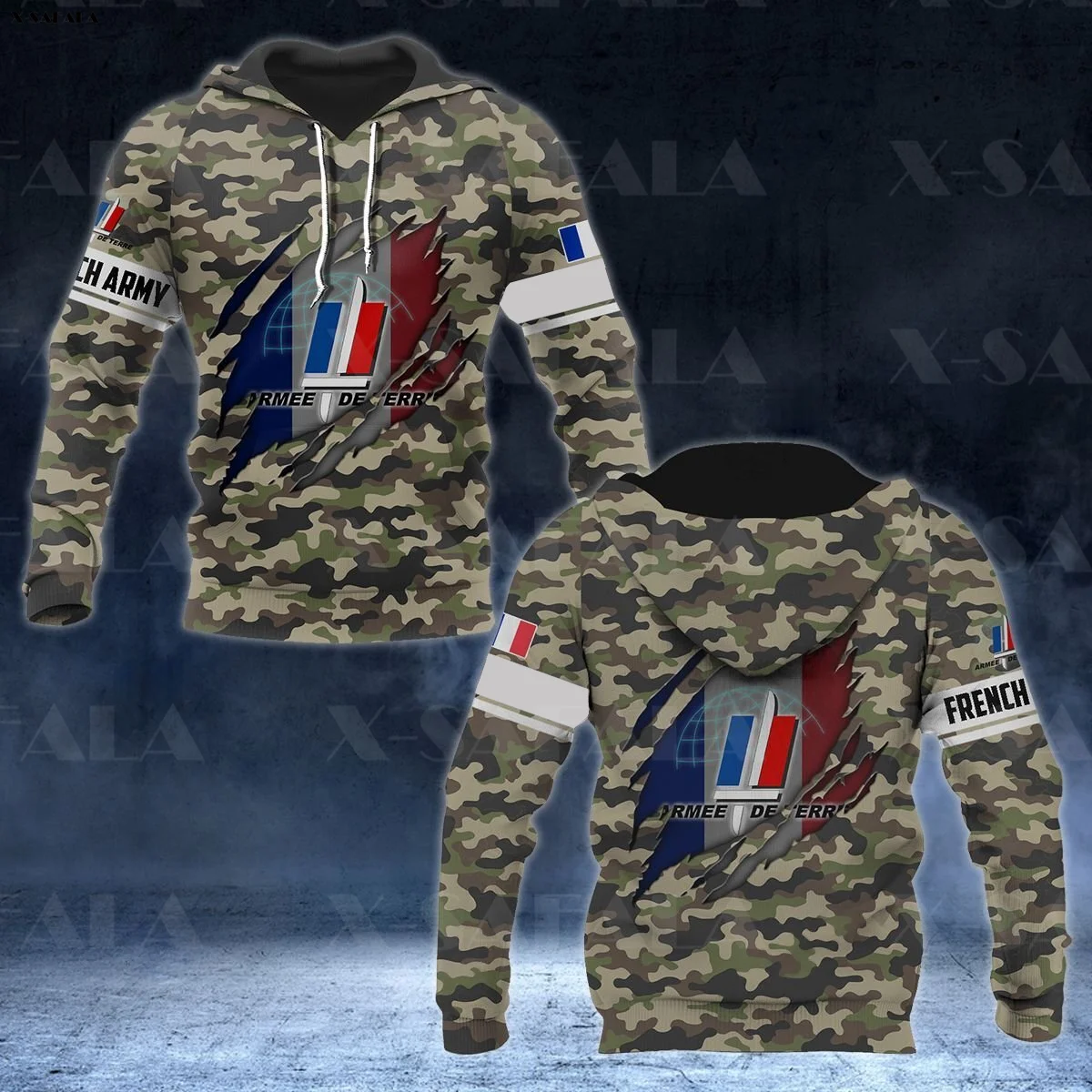 FRENCH ARMY FLAG CAMO Veteran Soldier Skull 3D Printed Man Female Zipper HOODIE Pullover Sweatshirt Hooded Jersey Tracksuits