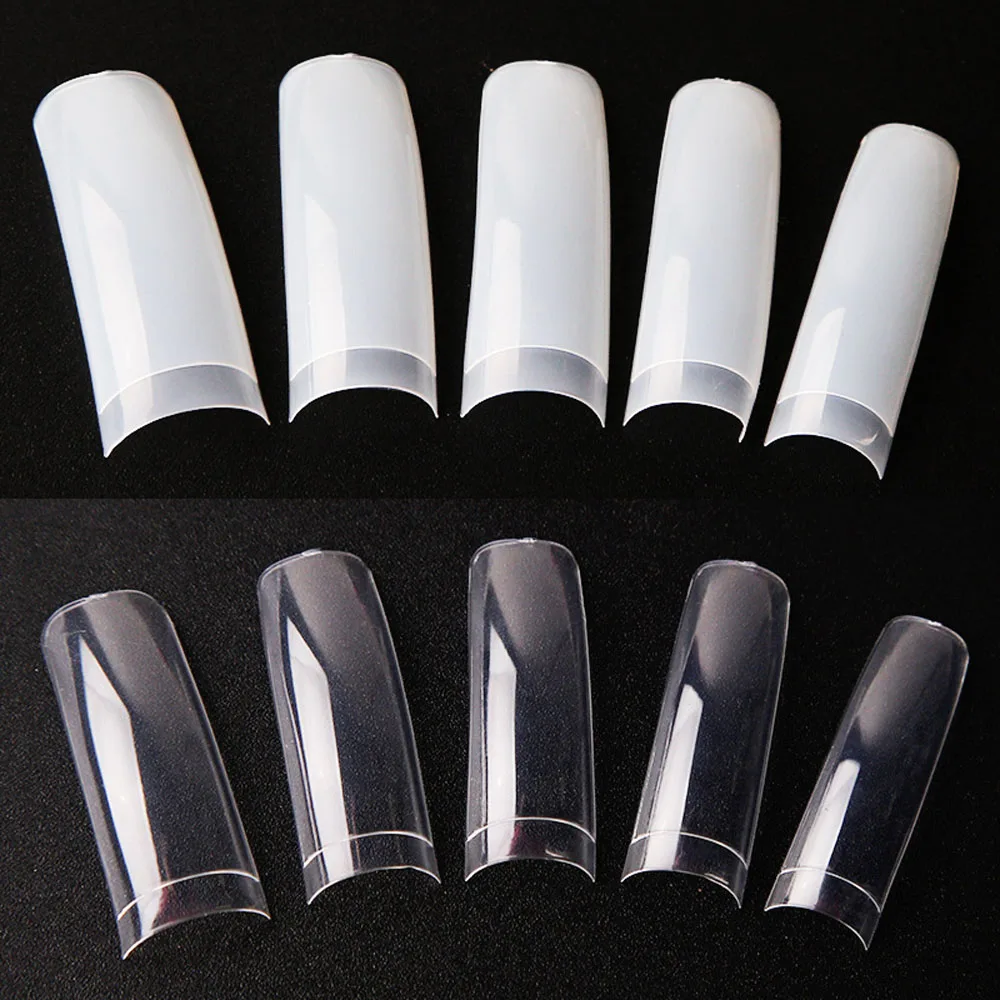 

550pcs/Bag XL Tapered Coffin Curved Nail Tips Half Cover French Salon Supply Fake Nail Manicure Nail Art Acrylic ABS False Nails