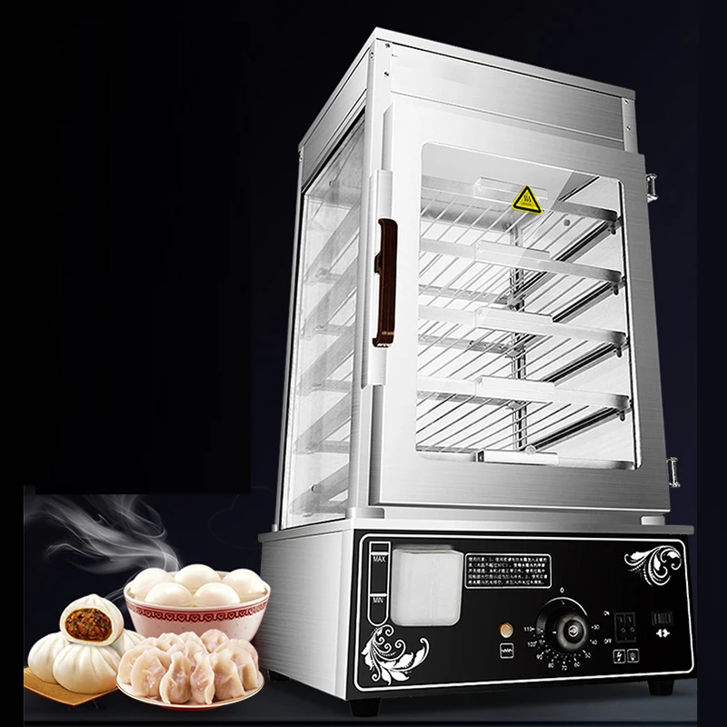 Food Display Warmers Cabinets 5 Layers Glass Display Case Bread Steamer Warming Showcase Machine