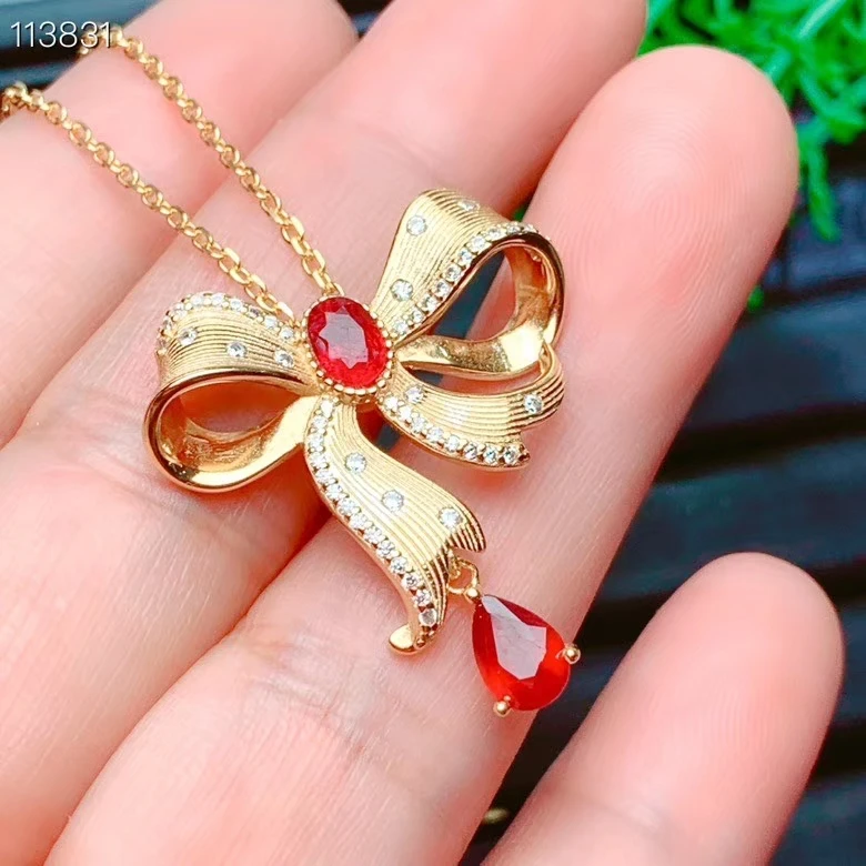 

KJJEAXCMY Ювелирные изделия из стерлингового серебра 925 пробы с инкрустацией из натурального драгоценного камня Рубин Женский кулон Мисс Ожерелье Модный тест на поддержку