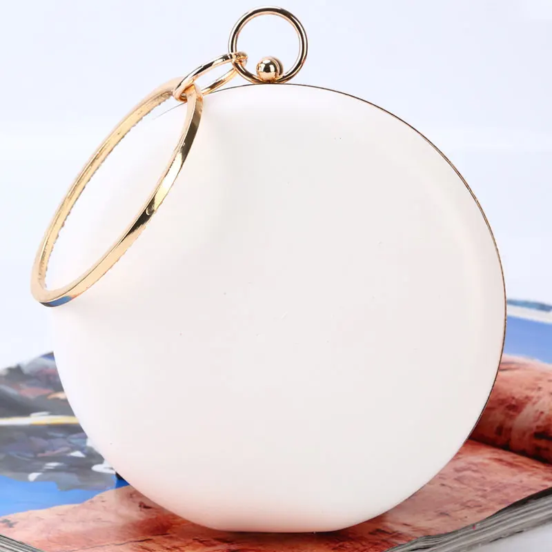 2022 Women Evening Day Dinner Bag Handmade Flowers Pearl Round Shaped Clutches Lady Handbag Wedding Purse Chain Shoulder Bags