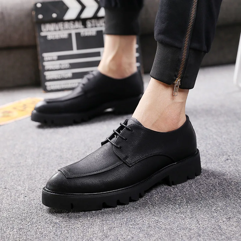 italian brand designer business shoes for men casual genuine leather shoe gentleman office career formal dress platform footwear