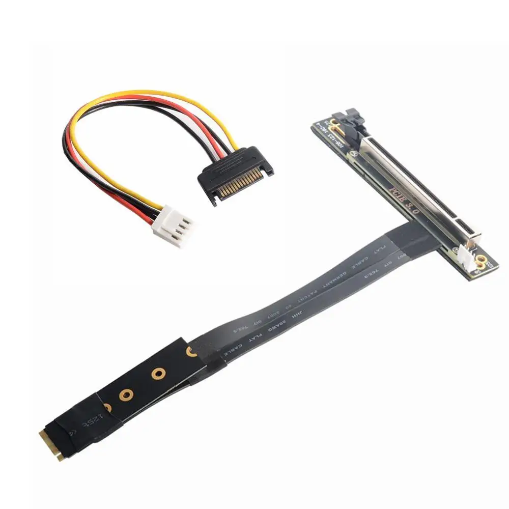 NGFF M.2 M-Kunci untuk Pci-E X16 Wanita Slot Adaptor Kabel Ekstensi dengan 4Pin Konektor Power 90 Derajat
