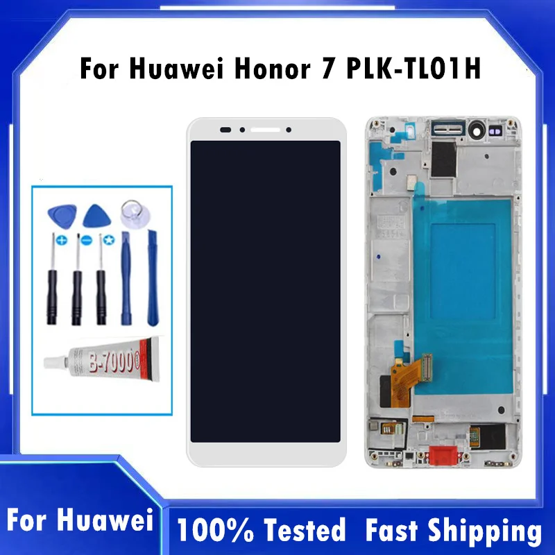 

100% Tested 5.2" For Huawei Honor 7 LCD With Frame For Honor 7 PLk-TL01H PLK-L01 PLK-UL00 PLK-AL10 LCD Display Replacement Parts