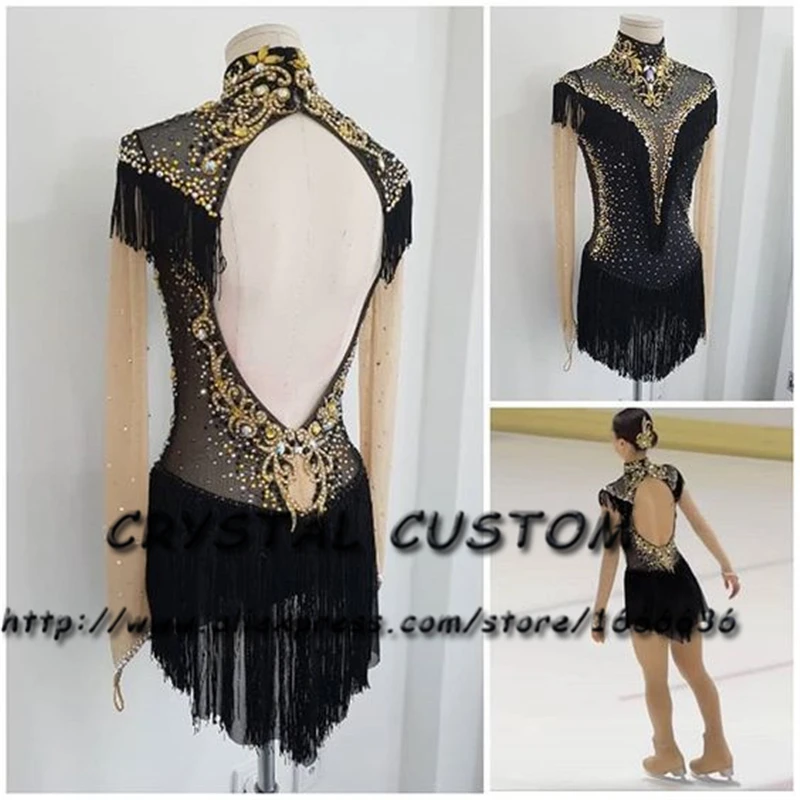 Vestido de patinaje artístico para adultos, nueva marca, vestidos de patinaje sobre hielo hechos a medida para competición DR4857