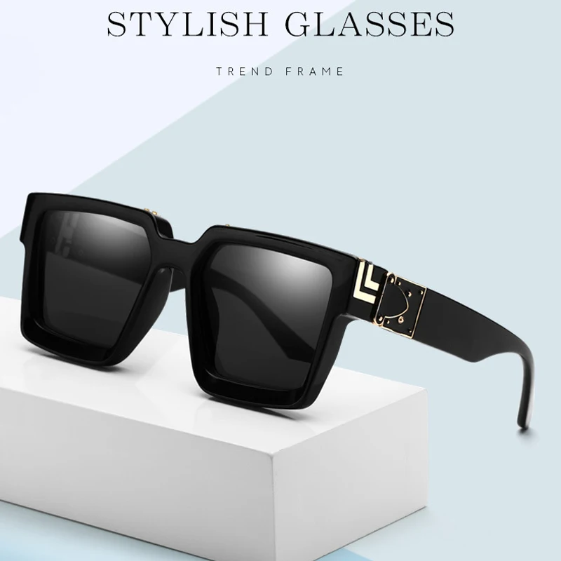 FEISHINI Fashion Cool Men Square Lancier Style Sunglasses Vintage Ins Luxury Brand Design Sun Glasses Rich Man