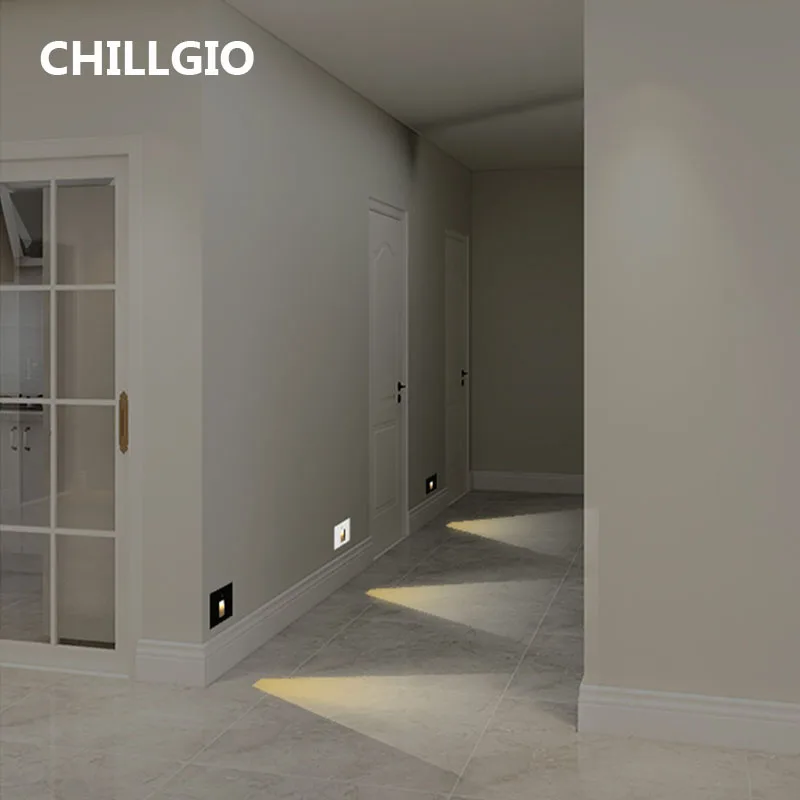 CHILLGIO Waterproof Sensor Stairs Step Light Exterior Aluminum Corridor Ladder Night Lighting Indoor Magnetic Staircase Led Lamp