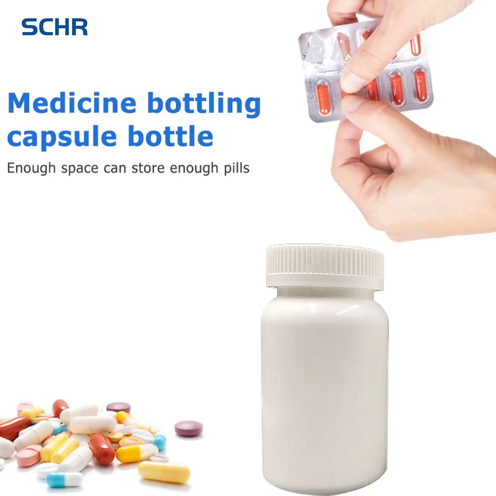 50pcs 150ml 150cc White Plastic HDPE Pill bottle Capsule Container Vitamin Box With CRC Caps Seal lids for Medical