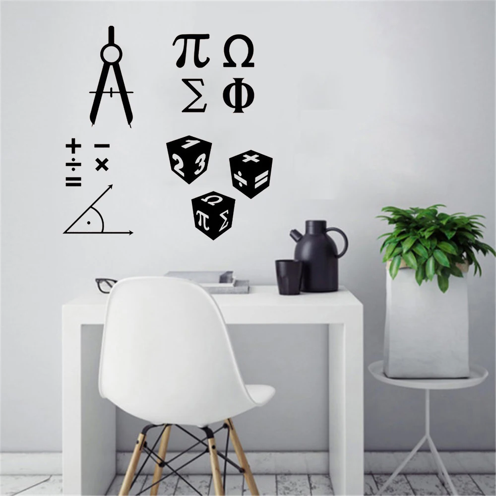 Mathematics Symbols Sign Wall Stickers Math Classroom School Decoration Mathematics Science Vinyl Wall Decal Murals