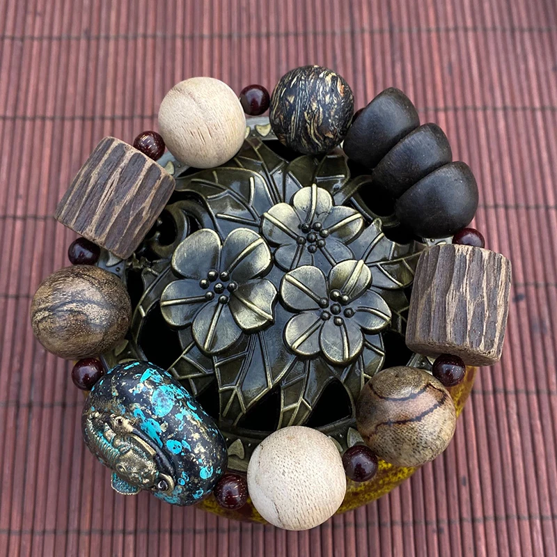 JoursNeige Vietnam Wooden Bracelet Nipper Beads Buddha Prayer Wood Old Material High Density Hand String Fashion Jewelry