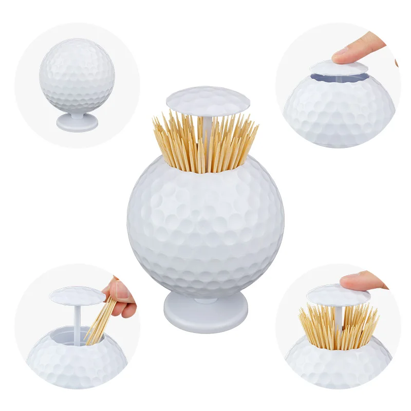 

CRESTGOLF Golf Ball Shaped Automatic Pop-Up Toothpick Holder Novelty Gift Golf Decoration