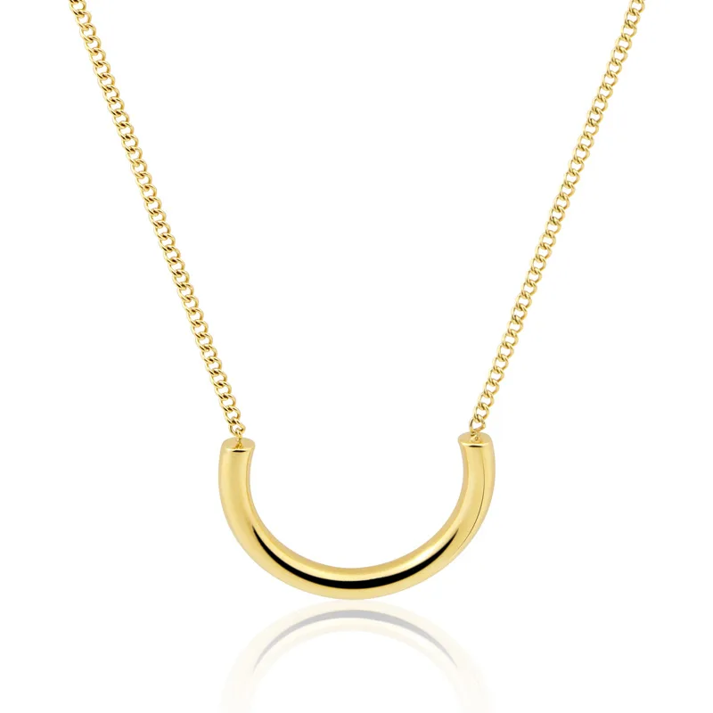 Simple Semicircle Pendant Necklace Stainless Steel Gold And Silver Color High Quality Jewelry Woman Necklace Drop Shipping