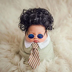 Creative Newborn Baby Clothing Photo Accessories Girl Boy Flat Glasses Photography Props Gentleman Studio Shoot Baby Photo Props