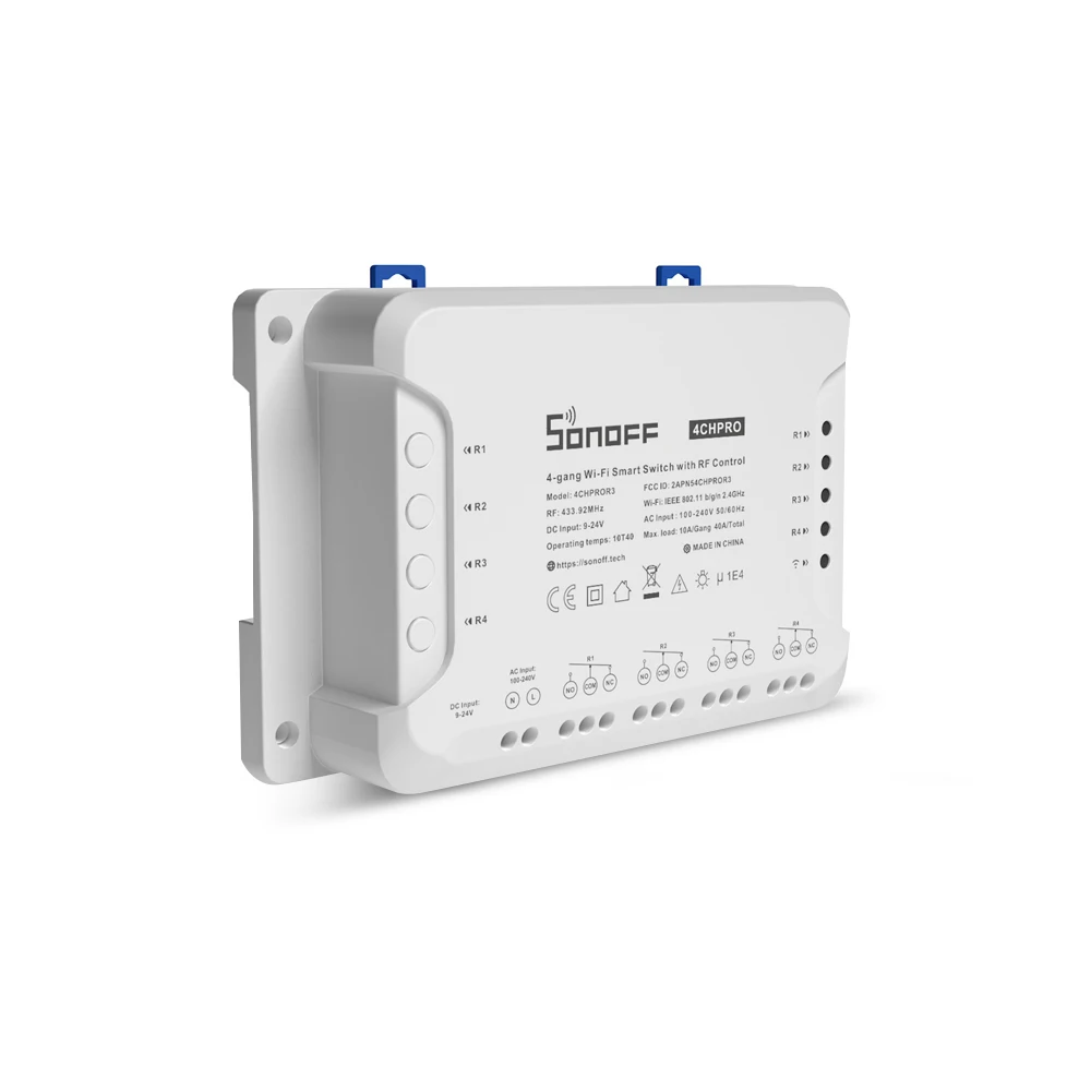 Sonoff 4CH Pro R3 10A / Gang 4 Channel Wifi Smart Switch 433 MHZ RF Remote Wifi Lights Switch يدعم 4 أجهزة تعمل مع Alexa