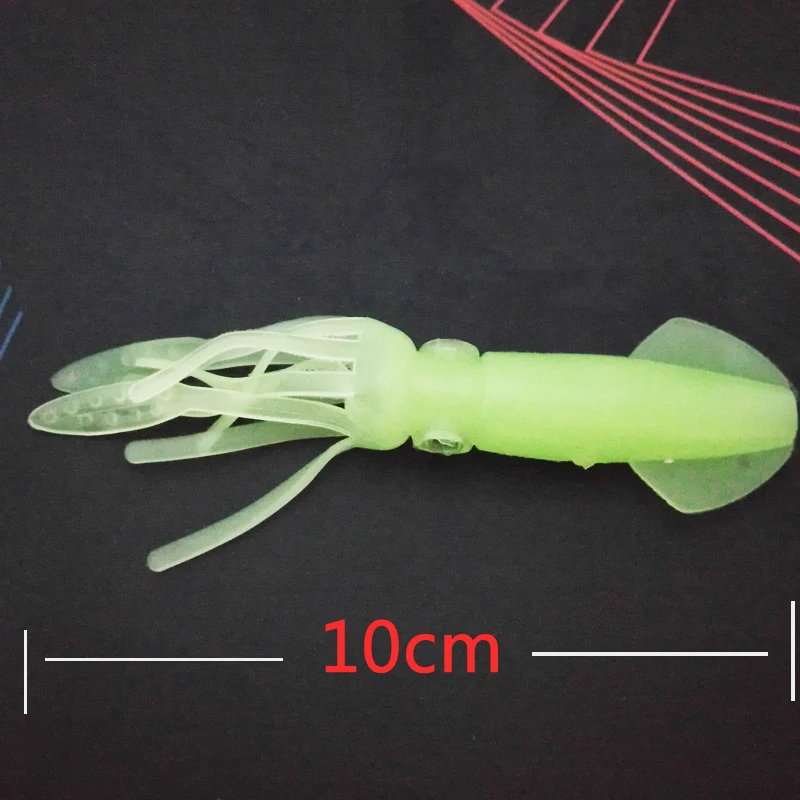 POETRYYI 1pcs Squid Jigs Silicone Fishing Lure Soft Bait 10cm/8g Luminous Octopus Artificial Tuna Sea Night Fishing Tackle