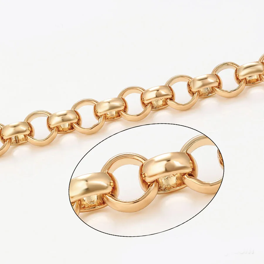 مجوهرات XP - (55 سم * 7 مم) لون ذهبي 18 قيراط على شكل دائرة سلسلة قلادات مجوهرات للرجال هيب هوب خالي من النيكل والنحاس