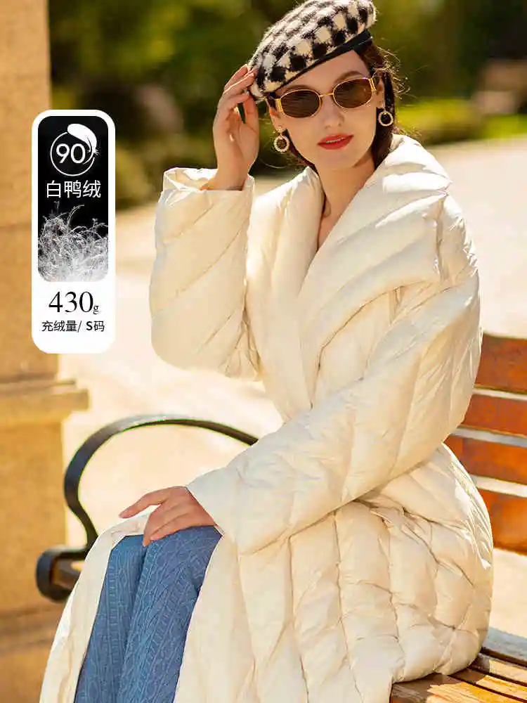 Fit -30℃ 130cm Super Long Women\'s Thick Fluffy Duck Down Coat Female Winter Longer Warm Fluffy Down Parkas Windproof Coats wy434