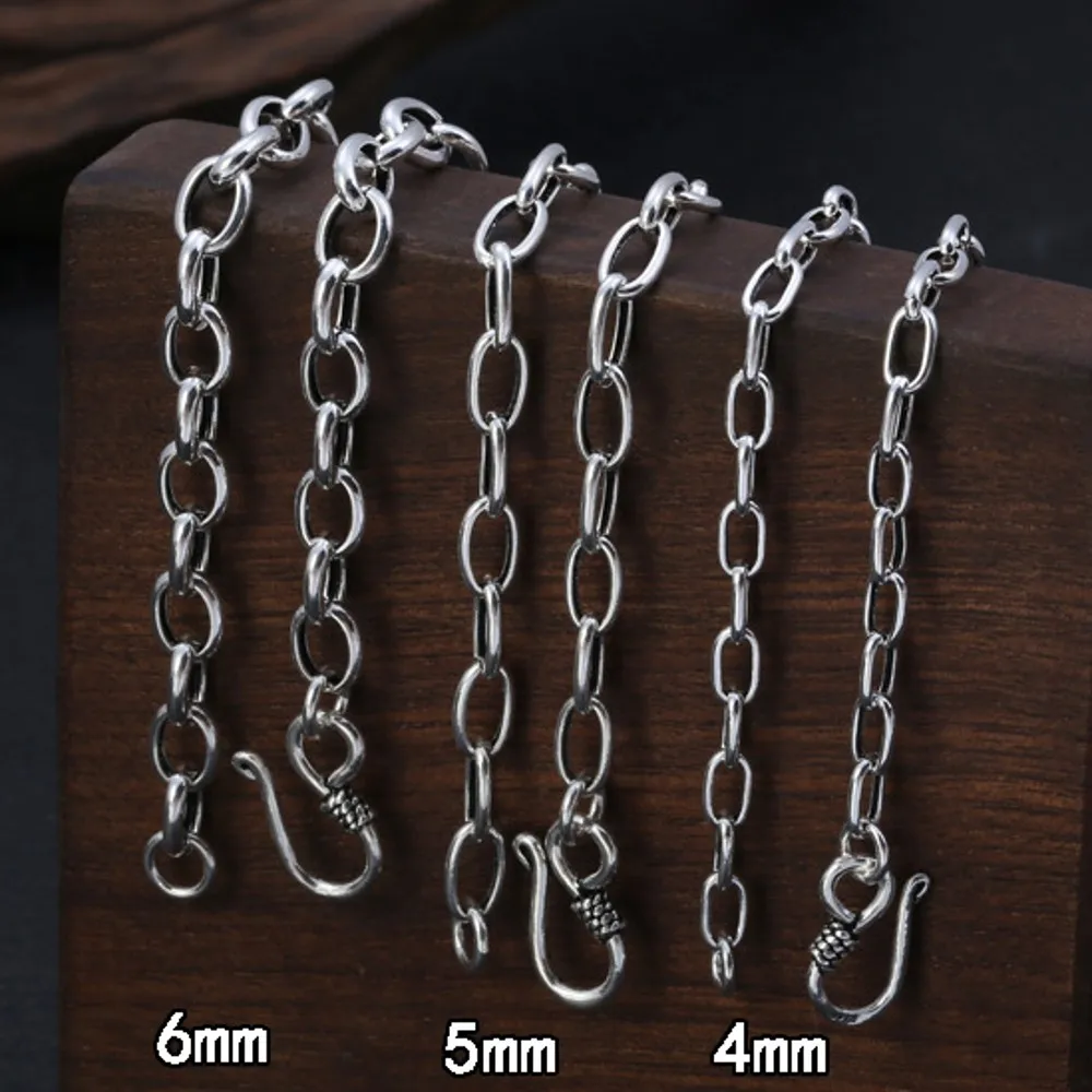 

Колье из чистого серебра S925 пробы для мужчин и женщин, простой индивидуальный креативный круглый в форме яйца 4-6 мм, цепочка из серебра 925 пробы