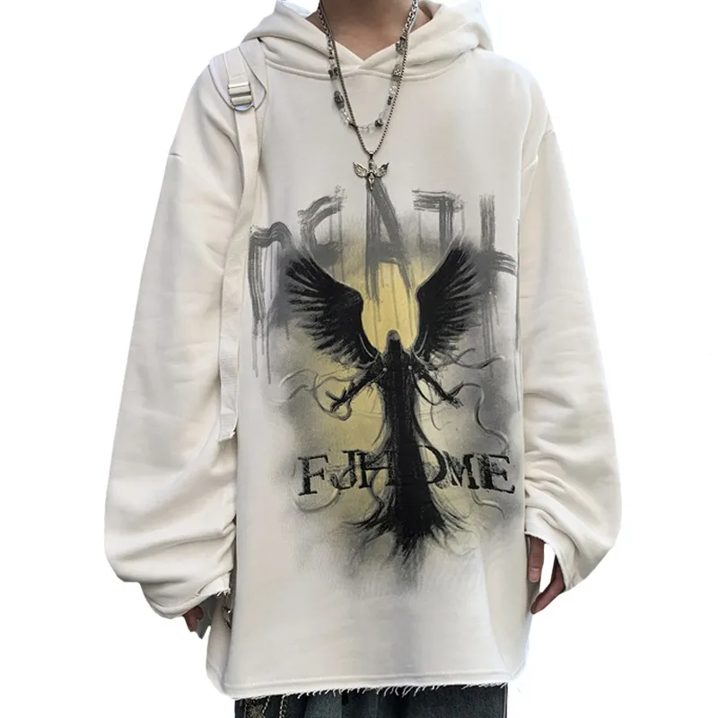 

Casual Hip Hop Men Winter Hoodie Harajuku Streetwear Diablo Demon Print Sweatshirt Long Sleeves Keep Warm Trend Pullover Male