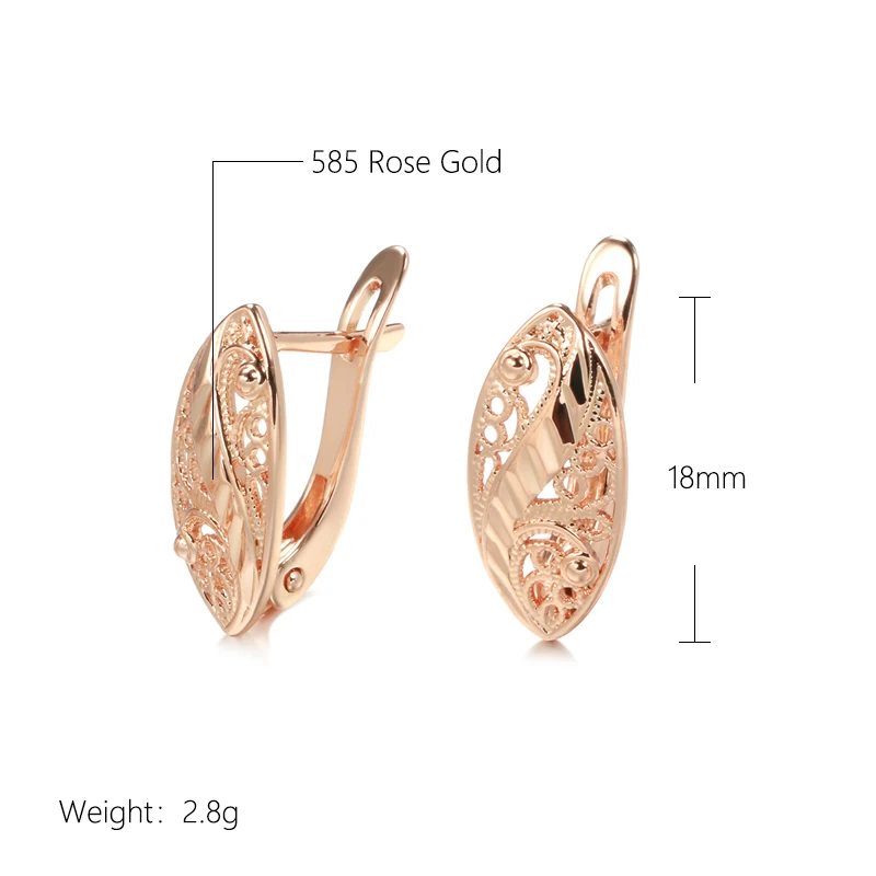Kinel New 585 Rose Gold Bridal Earrings Wedding Daily Fashion Ethnic Jewelry Unusual Hollow Flower Drop Earrings For Women