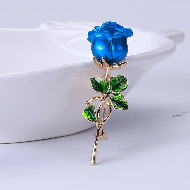 Rose Flower Brooches for Women Lady Fashion Vintage Elegant Enamel Flower Pin Summer Design Valentine\'s Day Gift