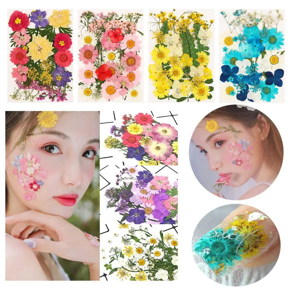 

Hot Mixed Color 3D Floral DIY Nail Art Decorations Manicure Tips Real Dried Flower Face Sticker Decor