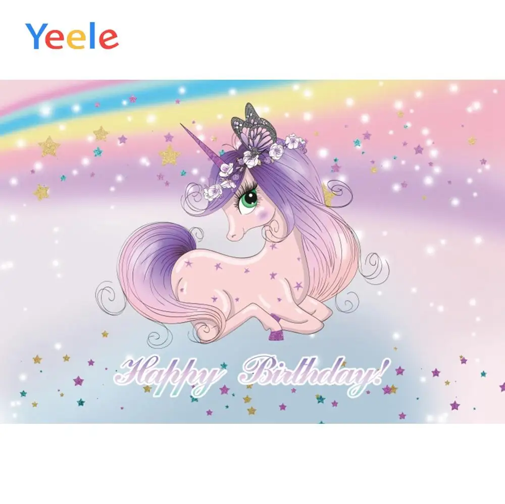 YeeleทารกฝักบัวHappyวันเกิดฉากหลังUnicorn Photopzoneการถ่ายภาพเด็กPhoto Studio PropsสำหรับParty Decorที่กำหนดเอง