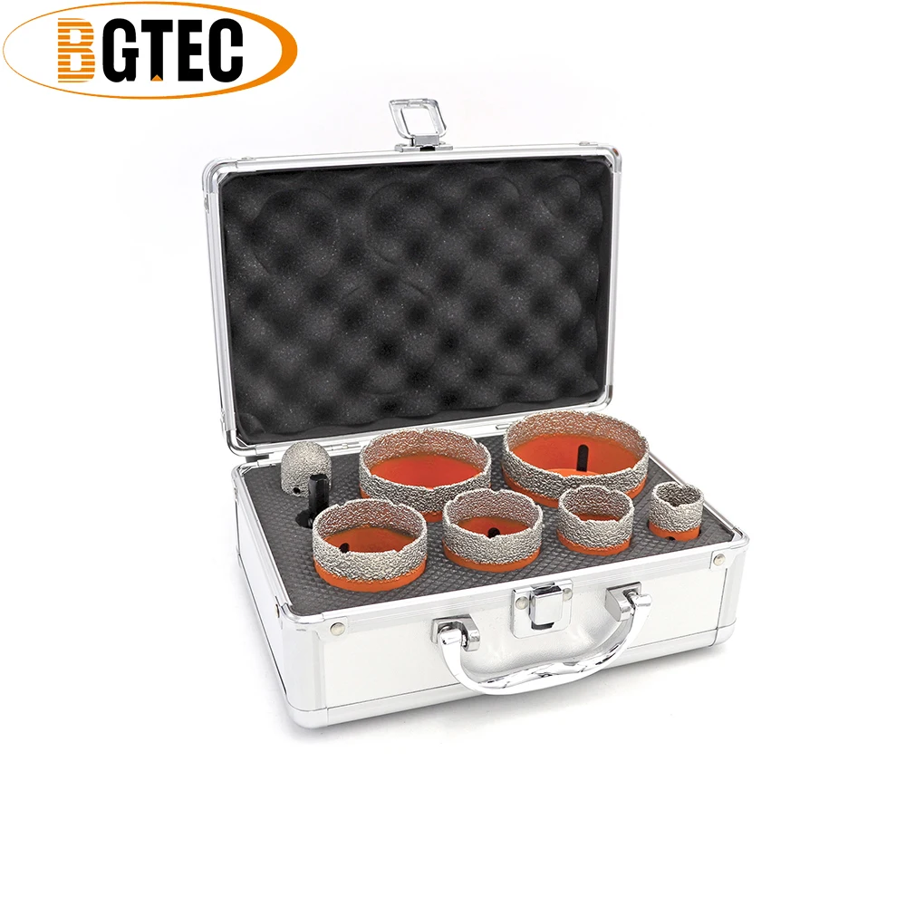 

BGTEC 8pcs/Box 5/8-11 Dia25/35/45/50/65/75mm Diamond Drill Core Bits+25mm Milling Finger Bits+SDS Adapter Ceramic Tile Marble