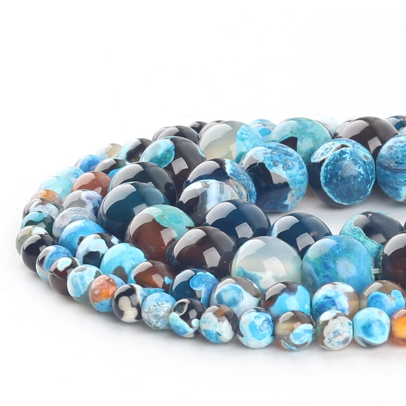 Colorful Natural Stone Fire Agates Onyx Round Beads 15\